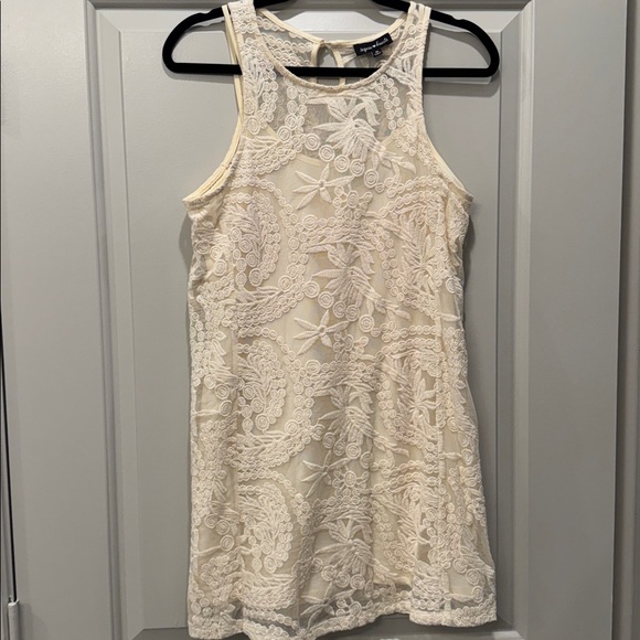 Sequin Hearts Cream Lace Dress - Picture 1 of 3